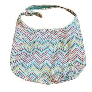 Thirty One Chevron Patterned Multicolor Blue Green Pink Hobo Bag